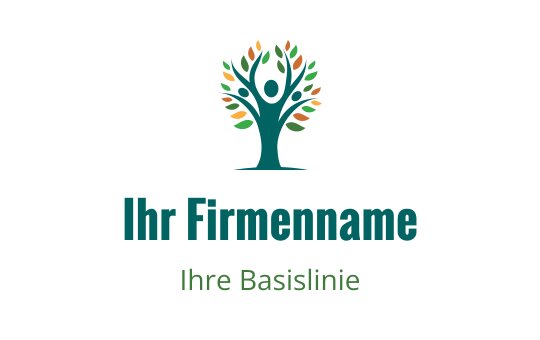 Lebhaftes Baum-Logo-Design mit bunten Blättern und einer menschlichen Figur