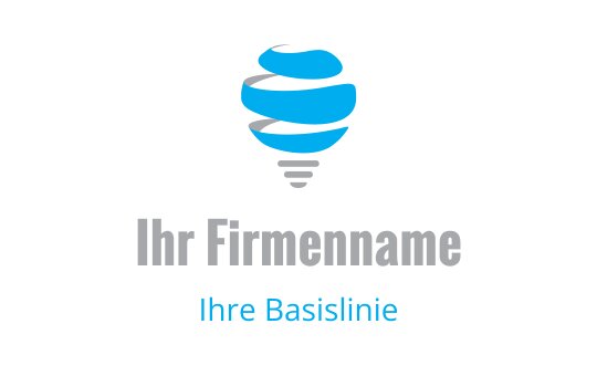 Modernes Logo-Design einer blauen Glühbirne mit wirbelnden Elementen