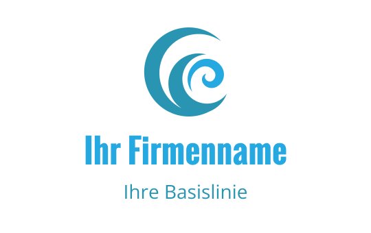 Modernes Wellenlogo-Design in Blautönen mit einem spiralförmigen Element