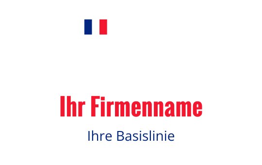 Fettes Logo-Design mit rotem Text und kleiner französischer Flagge