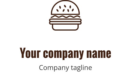 Fettes kastanienbraunes Logo-Design mit einem stilisierten Burger und geschichteten Elementen