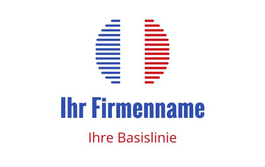 Modernes Logo-Design mit roten und blauen gestreiften kreisförmigen Elementen