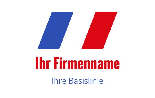 Fettes Logo-Design mit roten und blauen diagonalen Streifen