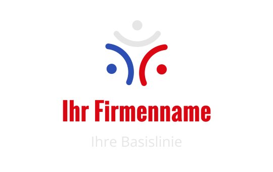 Buntes Logo-Design mit abstrakten Figuren in Rot, Blau und Weiß