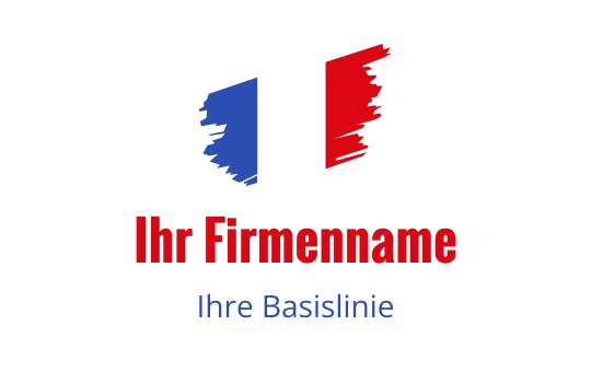 Fettes Logo-Design mit roten und blauen Pinselstrichen