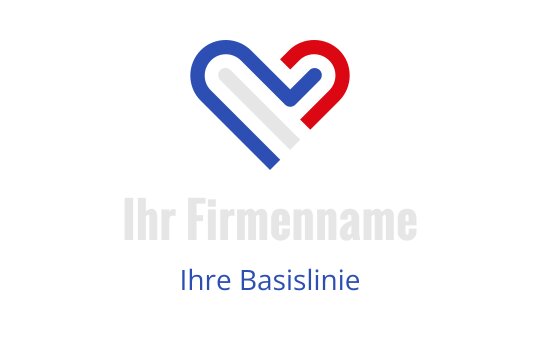 Modernes Herzlogo-Design mit roten, blauen und weißen Elementen