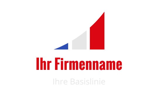 Modernes Logo-Design mit einem aufsteigenden Balkendiagramm in Rot, Weiß und Blau
