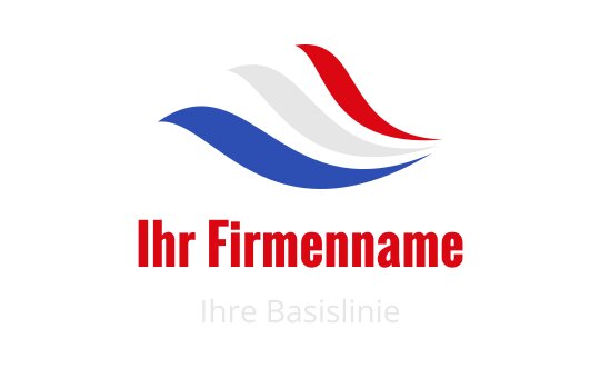Dynamisches Logo-Design mit fließenden roten, weißen und blauen Wellen