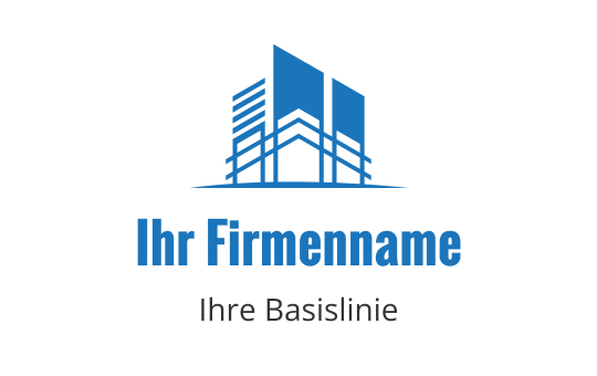 Modernes blaues Gebäude-Logo-Design mit eleganten Linien und Struktur