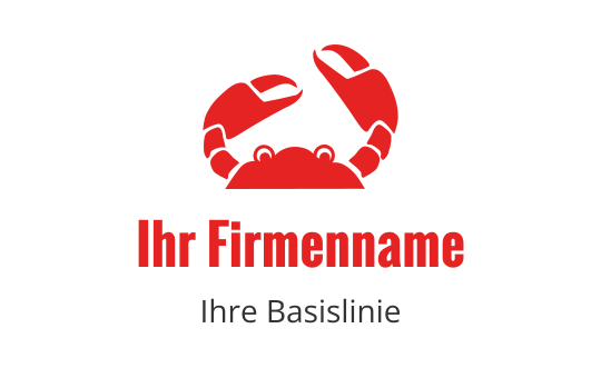 Fettes rotes Krabbenlogo-Design mit auffälligen Scheren und verspieltem Stil