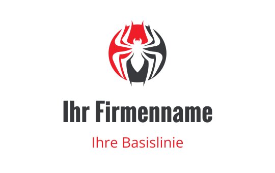 Fettes Spinnenlogo-Design in Rot und Schwarz mit rundem Hintergrund