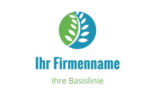 Modernes kreisförmiges Logo-Design mit grünen und blauen Blättern
