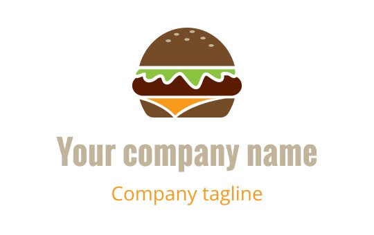 Verspieltes Burger-Logo-Design mit grünem Salat und orangefarbenen Akzenten