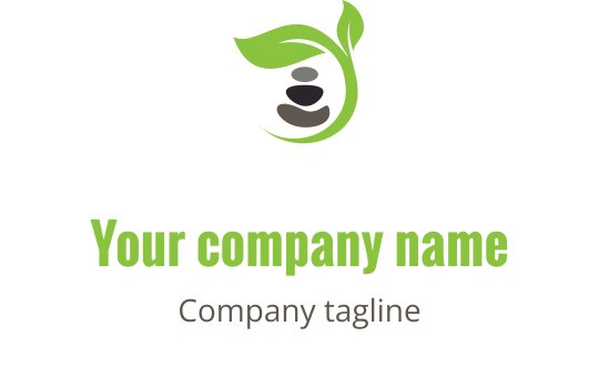 Modernes Logo-Design mit grünen Blättern und gestapelten Steinen