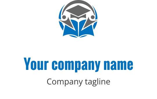 Modernes Logo-Design mit einem Abschlusshut über einem offenen Buch