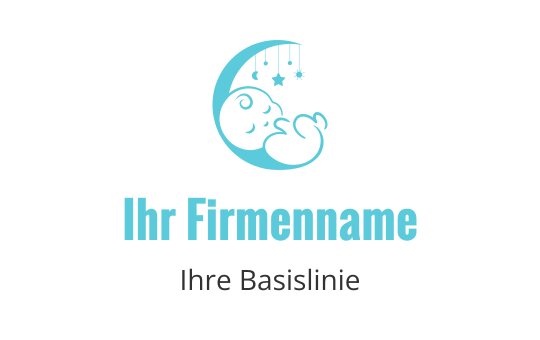 Sanftes blaues Logo-Design mit einem schlafenden Baby und einem Halbmond