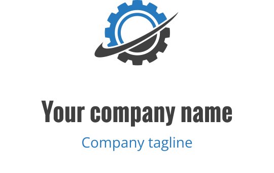 Modernes Zahnrad-Logo-Design mit blauen Akzenten und kreisförmigem Motiv