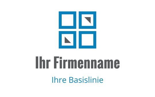 Modernes Logo-Design mit vier blauen Quadraten in unterschiedlichen Formen