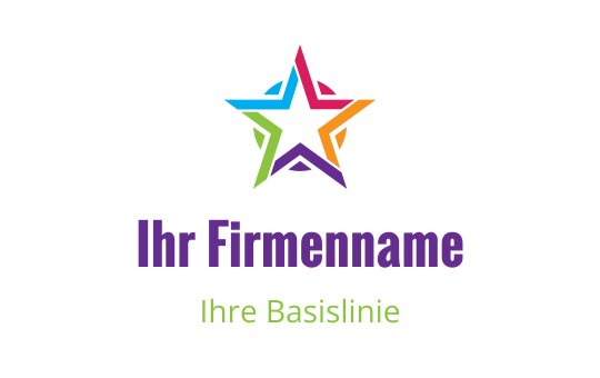 Buntes Sternlogo-Design mit lebhaftem Farbverlauf und kräftiger Typografie