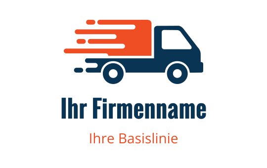 Dynamisches Logo-Design eines Lieferwagens in Blau und Orange