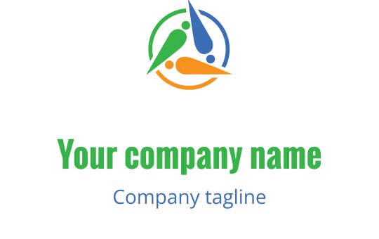 Buntes Logo-Design mit verbundenen Figuren in Limette, Türkis und Orange