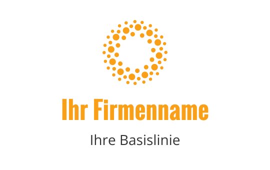 Kreisförmiges Logo-Design mit orangefarbenen Punkten, die einen Ring um einen zentralen Raum bilden
