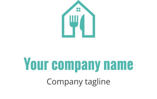 Modernes Hauslogo-Design mit einer Gabel und einem Messer darin