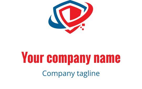 Modernes Wappenlogo-Design mit roten und blauen Elementen