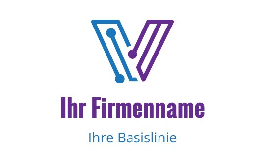 Modernes geometrisches Logo-Design mit einem stilisierten Buchstaben V in Blau und Lila