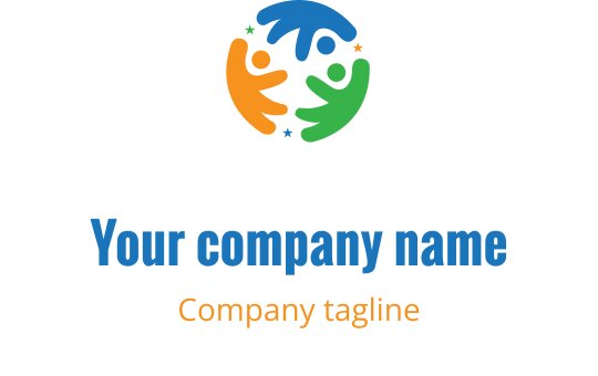 Buntes Logo-Design mit abstrakten Figuren in kreisförmiger Anordnung