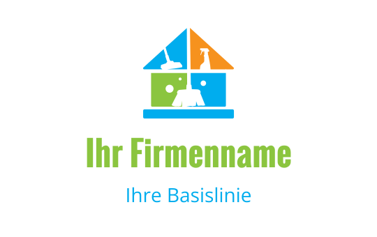 Buntes Hauslogo-Design mit Werkzeugen in Blau, Grün und Orange
