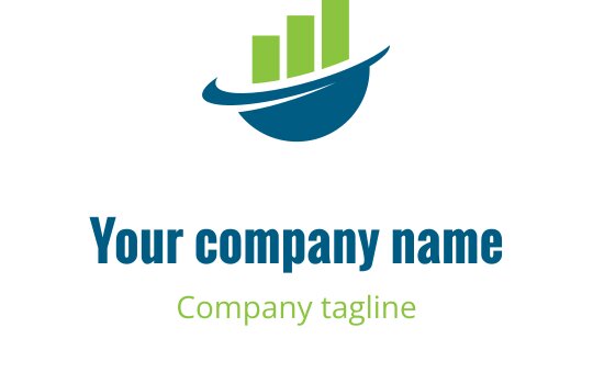 Modernes Logo-Design mit grünen Balken und einem blauen Globus-Element