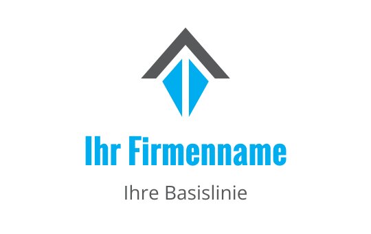 Modernes Logo-Design mit einer blauen geometrischen Form und einem grauen Dreieck