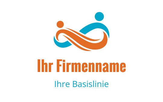 Modernes Logo-Design mit ineinander verschlungenen Figuren in Orange und Blau