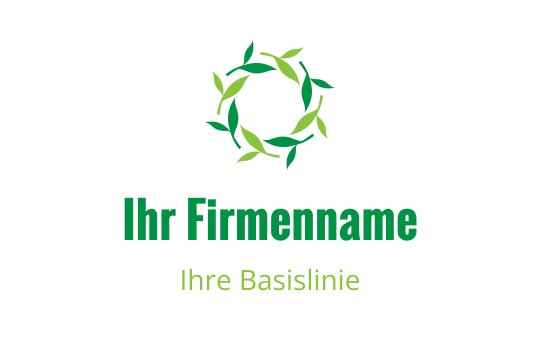 Rundes Logo-Design mit grünen Blättern in natürlicher Anordnung