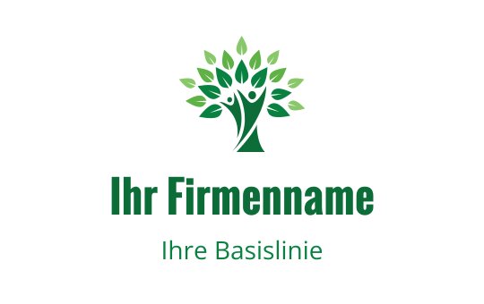 Modernes Baum-Logo-Design mit grünen Blättern und menschlichen Figuren