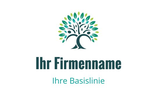 Modernes Baumlogo-Design mit lebhaften grünen Blättern und einem stabilen Stamm