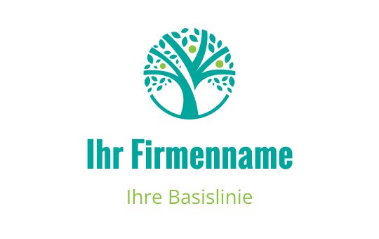 Modernes Baum-Logo-Design mit abgerundeten Blättern in Türkis und Grün