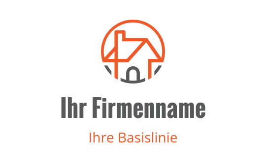 Modernes Hauslogo-Design mit orangefarbenem kreisförmigem Rand und grauen Details
