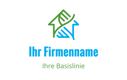 Modernes Logo-Design mit einem grünen Haus und blauen Händen