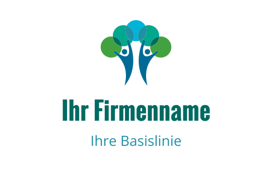 Modernes Logo-Design mit abstrakten Bäumen in Blau- und Grüntönen