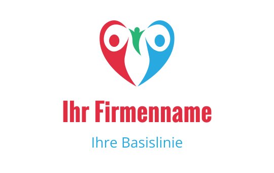 Herzförmiges Logo-Design mit zwei Figuren in Rot und Blau