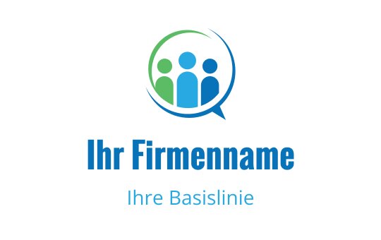 Modernes Logo-Design mit drei stilisierten Figuren in blauen und grünen Kreisen