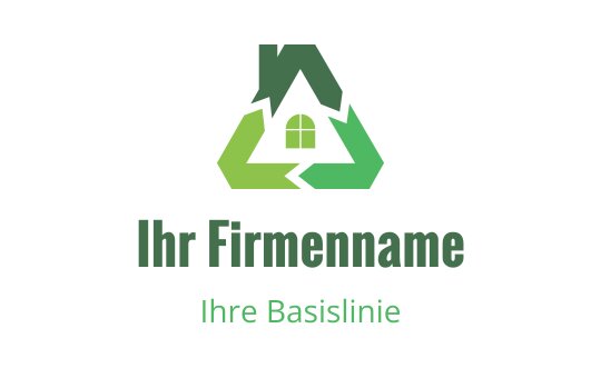 Modernes grünes Logo-Design mit einem Haus und Recycling-Pfeilen