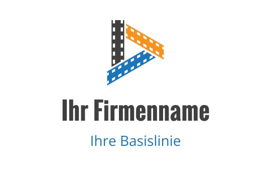 Modernes Logo-Design mit einer dreieckigen Form in Orange, Blau und Grau