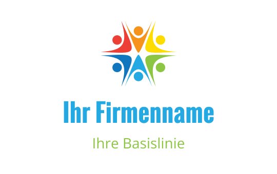 Buntes Logo-Design mit miteinander verbundenen menschlichen Figuren in Sternform