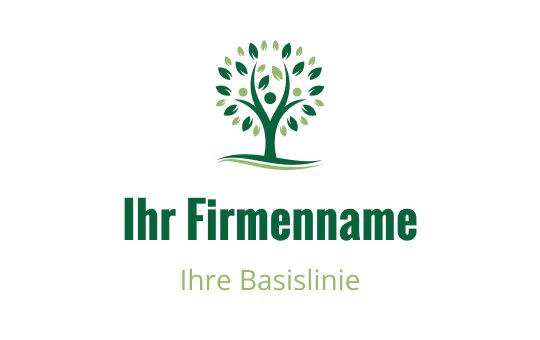 Modernes grünes Baumlogo-Design mit abgerundeten Blättern und fließendem Stamm