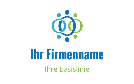 Modernes Logo-Design mit miteinander verbundenen Kreisen in Blau und Grün