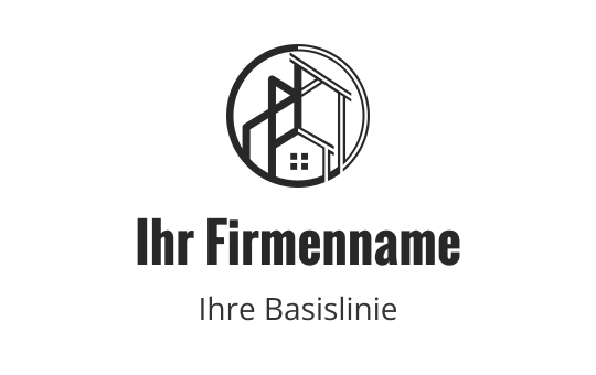 Modernes Logo-Design mit einem kreisförmigen Umriss und abstrakten Gebäudeformen