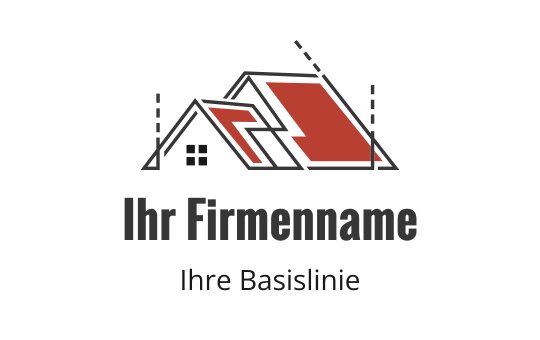 Modernes Logo-Design mit stilisierten Dächern in Rot und Schwarz